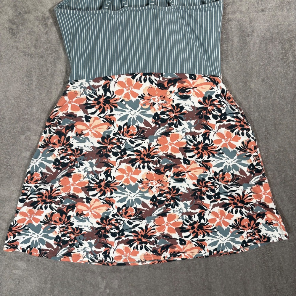 Pact Striped Bodice Floral Midi Dress in Teal, Coral, White, Black - Picture 9 of 14